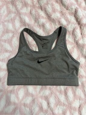 Nike Gray Racerback Sports Bra with Black Swoosh